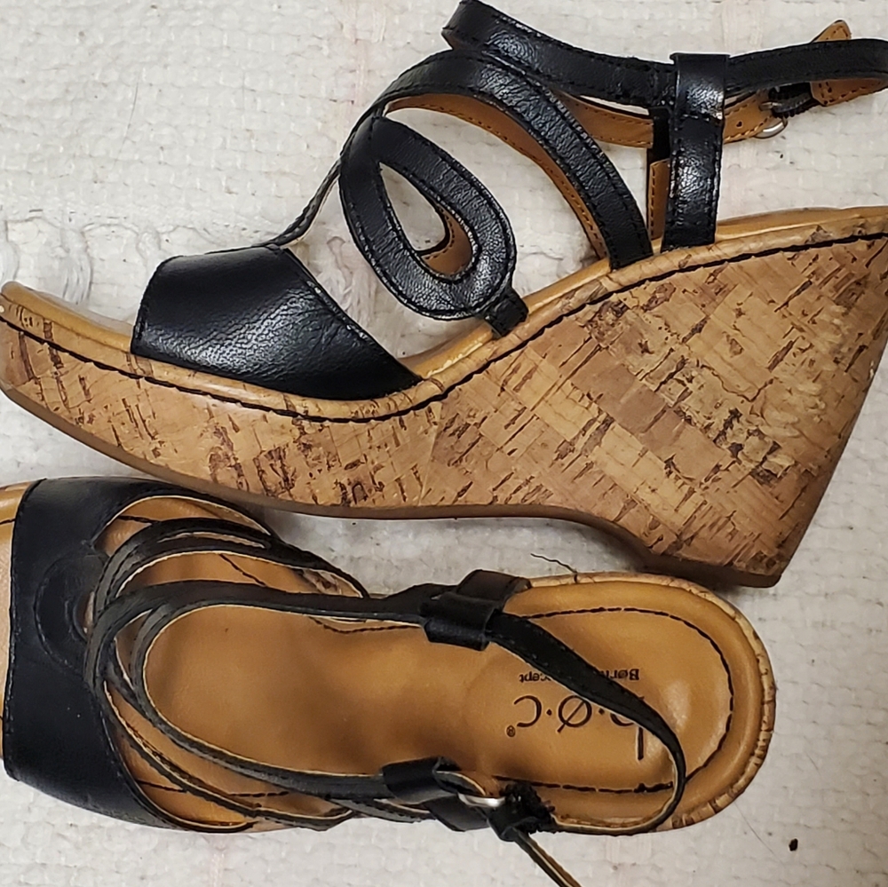 Black Wedge Sandals